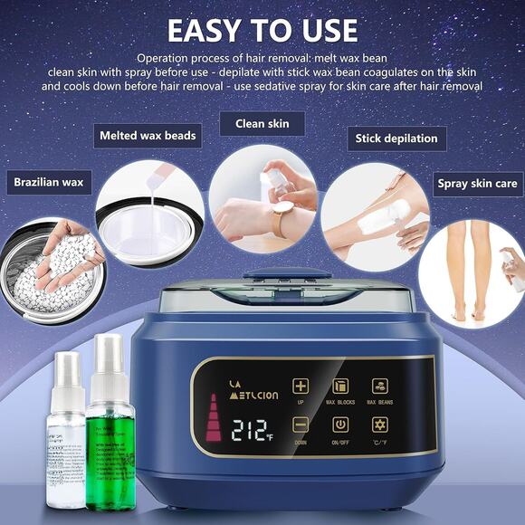 Smart Waxing Kit Wax Warmer For Hair Removal With Digital Display, 4.41lbs/2kg H - Picture 5 of 7